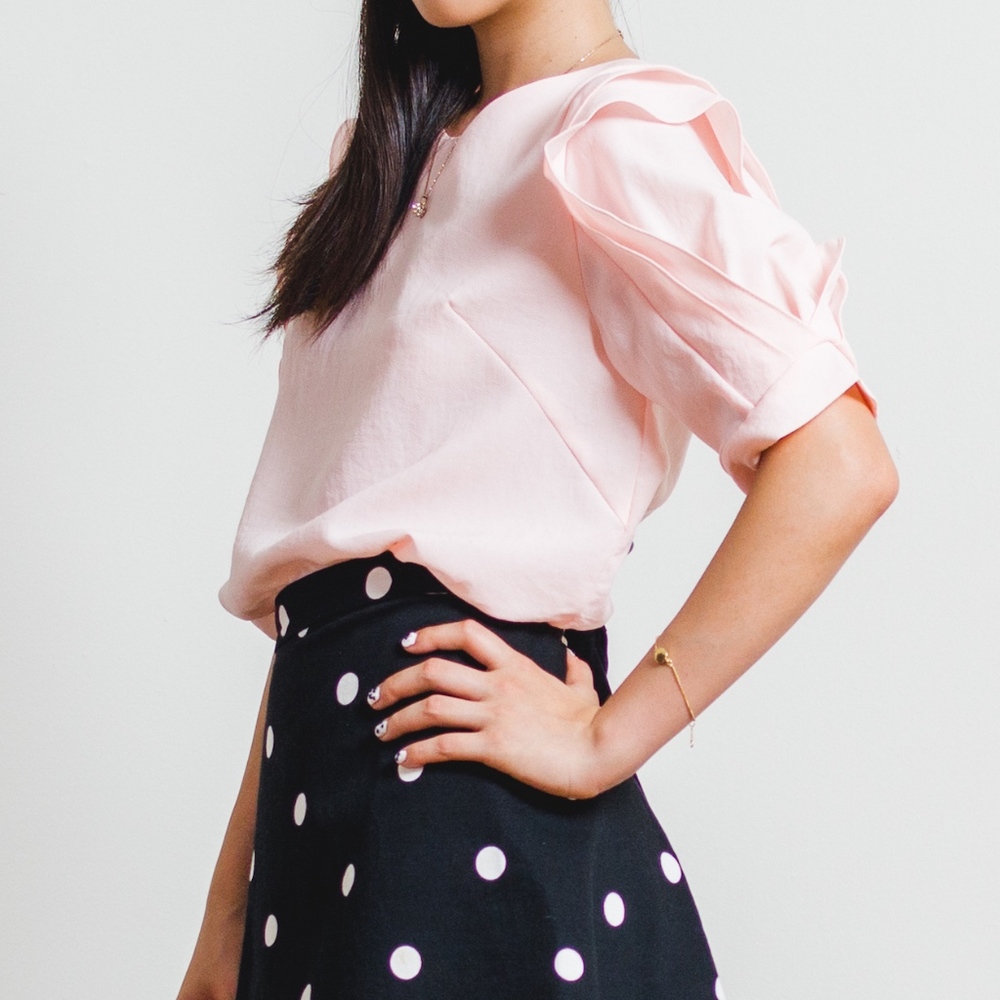 Pink Butterfly Sleeve Blouse